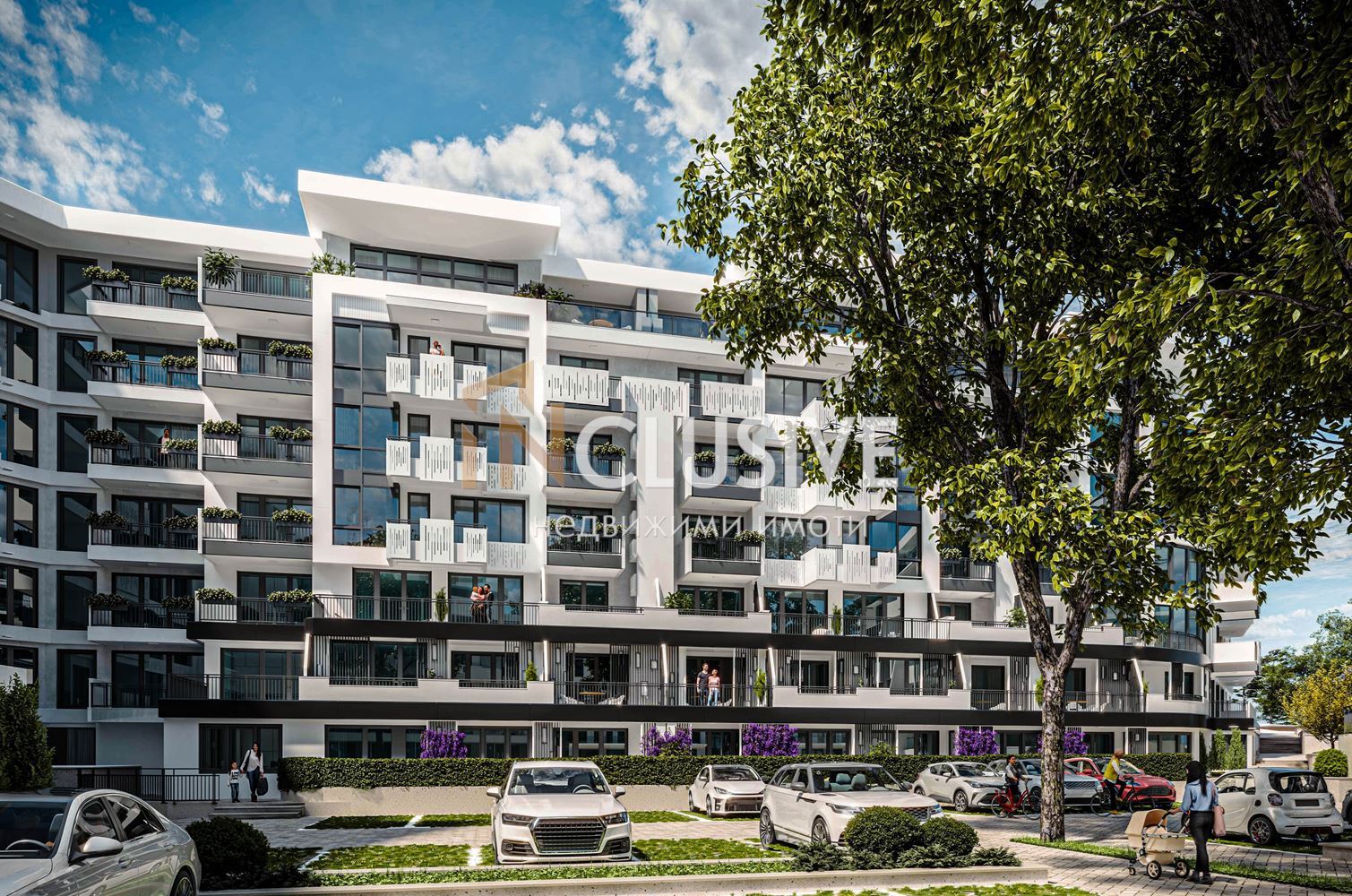 Peaceful home with a view of the inner courtyard in a modern residential complex