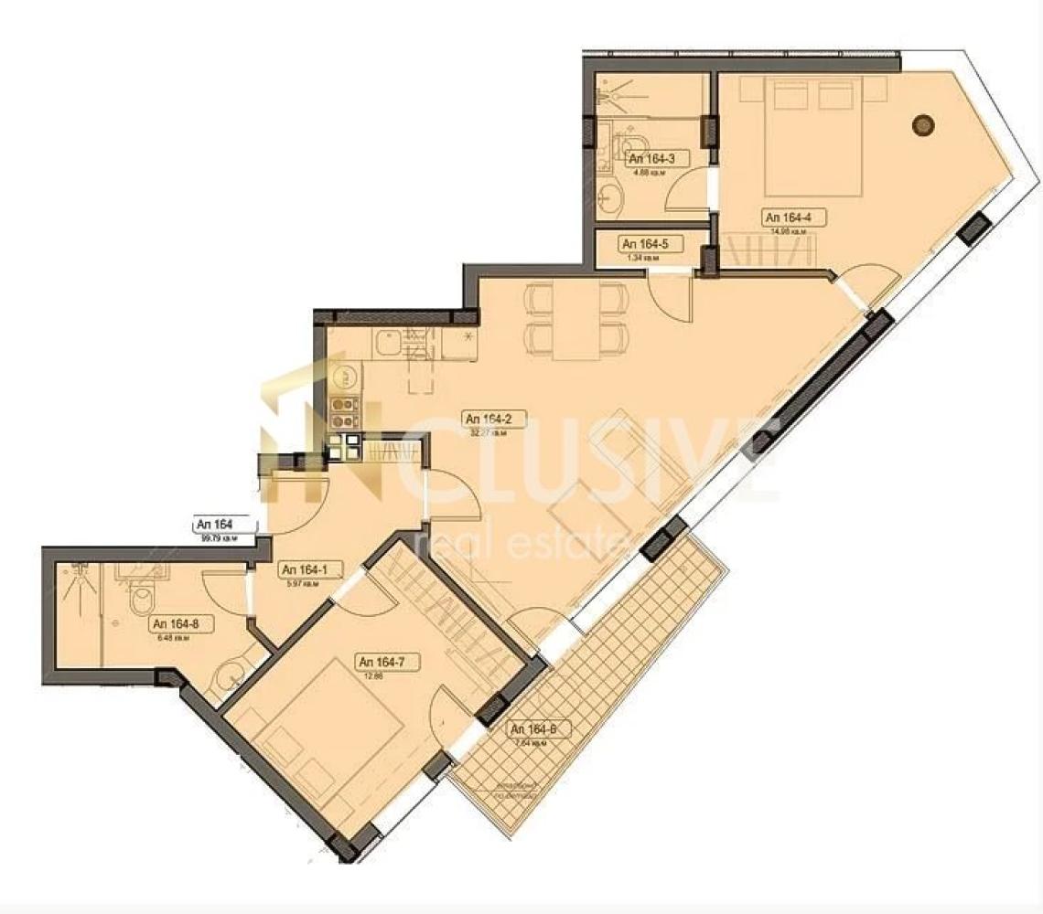 Three-bedroom apartment in a building commissioned for use, Vazrazhdane district